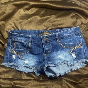 Almost Famous Blue Distressed Denim Cutoff Shorts